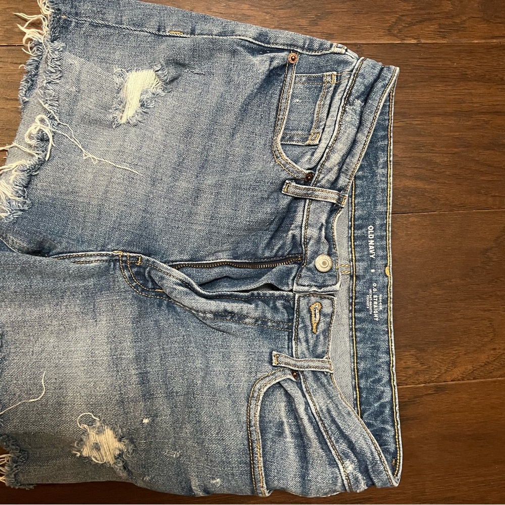Old Navy Blue Distressed Relaxed Jeans